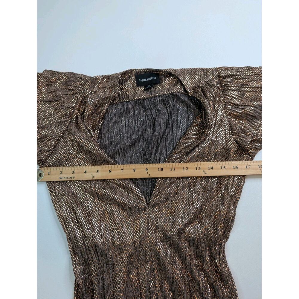 Sabina Musayev Gold Metallic Jumpsuit Size Xs No Belt - Picture 10 of 11